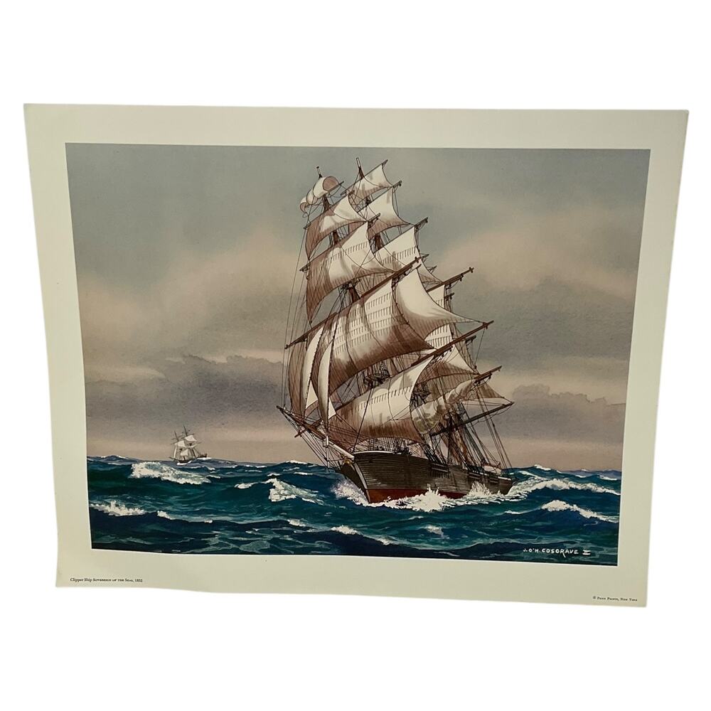 Vintage Clipper Ship‎ Print Sovereign of the Seas 1852 by JOH Cosgrave II